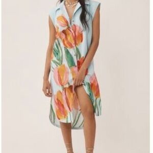 Maeve Blue Floral Midi Dress